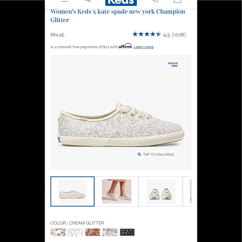 Women’s Kate Spade Keds Cream Glitter size 11